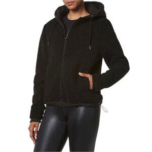 Marc New York Performance Womens Size S Black Poodle Faux‎ Fur Full Zip Hoodie